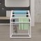 Pool Towel Rack Bar, Freestanding Outdoor PVC Trapezoidal Poolside Storage Organizer with Towel Clips, Mesh Bag & Hook