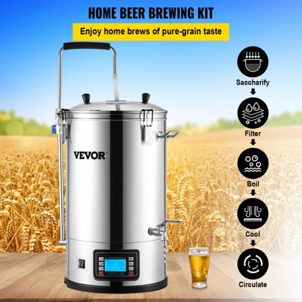 AllGrain Home Beer Brewing System 92 Gal35 L Brewing Pot WCirculating Pump LCD Control Panel AutoMa 2
