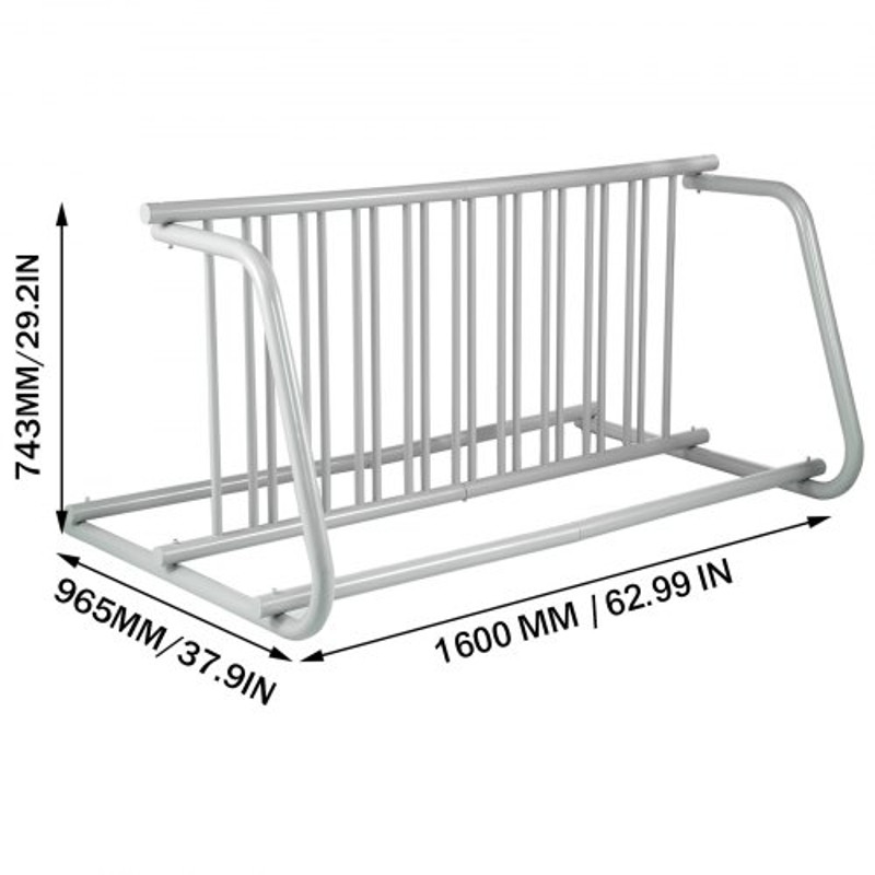 59" Length All-Steel Grid Bike Rack, 10-Bike Capacity Dual-Side Storage Stand for Garages, Streets, Yards & Bike Events