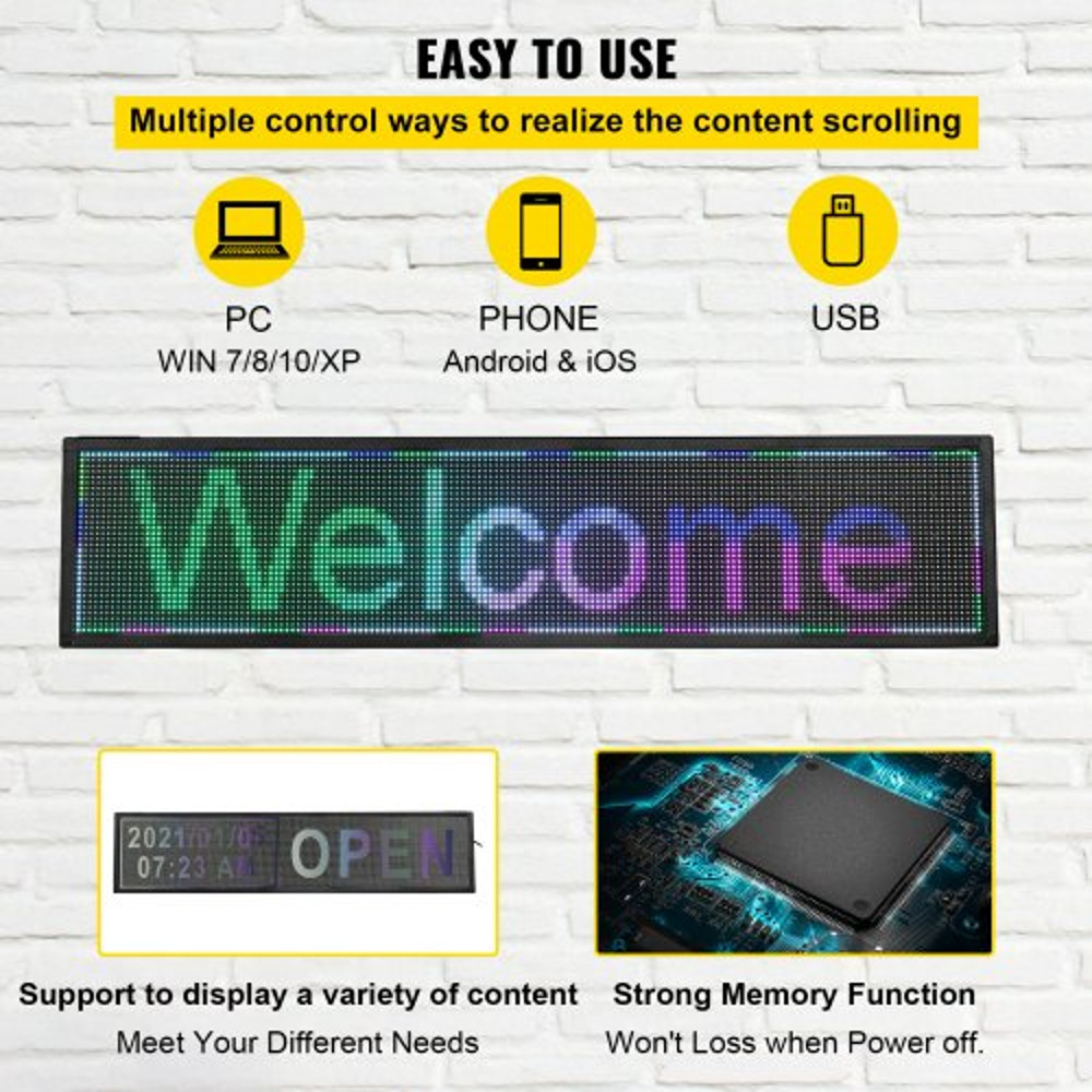 40x9 LED Scrolling Sign Full Color P6 Programmable Display High Brightness Electronic Message Board 3