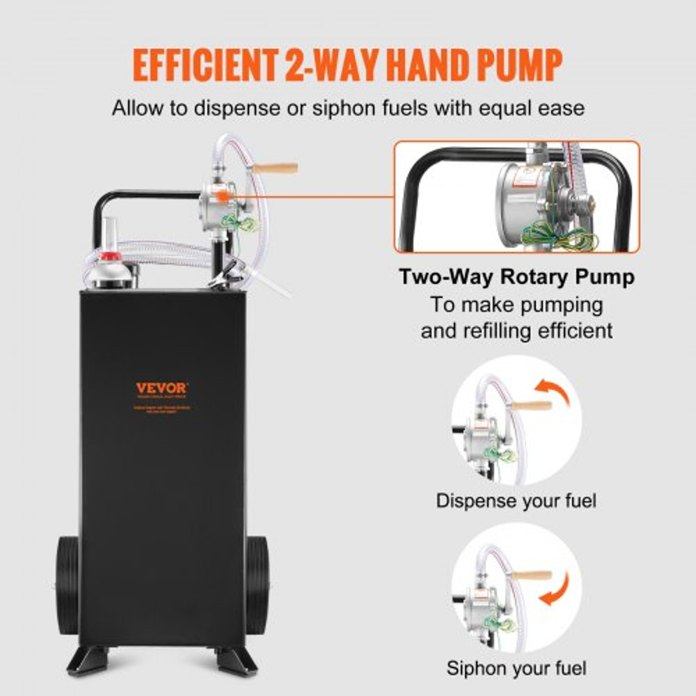 30Gallon Fuel Caddy Portable Fuel Storage Tank With Wheels Manual Transfer Pump GasolineDiesel Co 3
