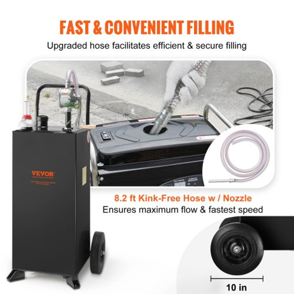 30Gallon Fuel Caddy Portable Fuel Storage Tank With Wheels Manual Transfer Pump GasolineDiesel Co 6