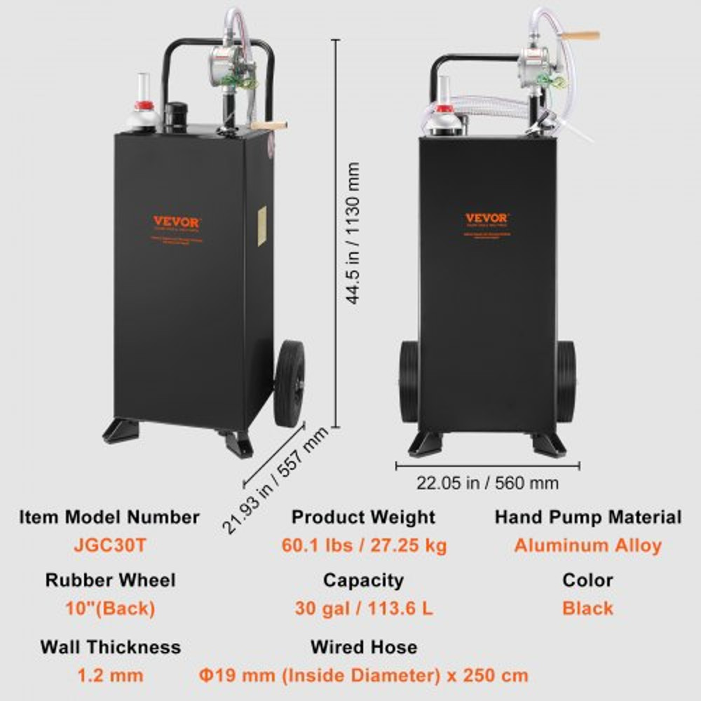 30Gallon Fuel Caddy Portable Fuel Storage Tank With Wheels Manual Transfer Pump GasolineDiesel Co 7