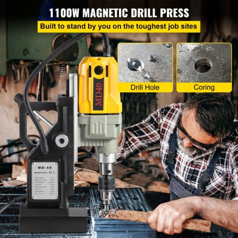 1100W 157 Boring Diameter Magnetic Drill Press 2697lbf12000N Portable Electric Mag Drill With 12 Bi 2