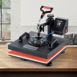 5 in 1 heat press 15" x 15" digital clamshell sublimation machine for diy mug, cap, plate & t-shirt transfer