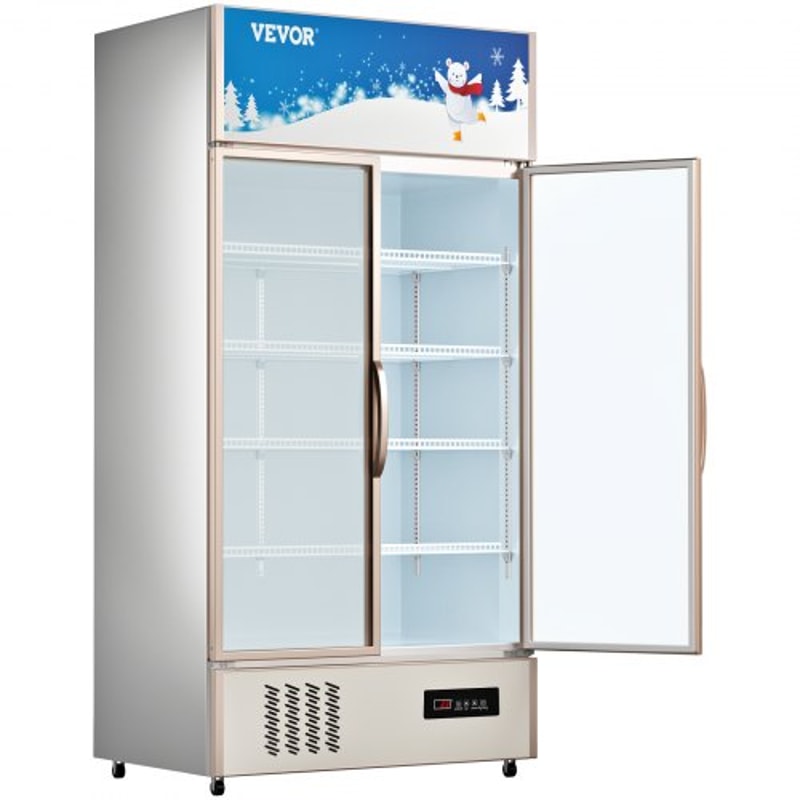 Upright Commercial Refrigerator 39 X 27 X 79 Glass Door Beverage Cooler With Digital Display Adjust 7
