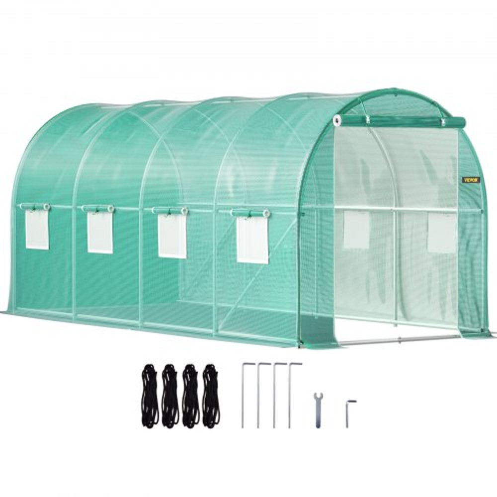 148 X 66 X 66 Ft Portable Plant Hot House Galvanized Steel Hoops 8 RollUp Windows Zippered Door 1