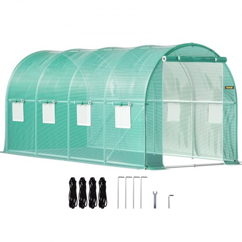 148 X 66 X 66 Ft Portable Plant Hot House Galvanized Steel Hoops 8 RollUp Windows Zippered Door 1