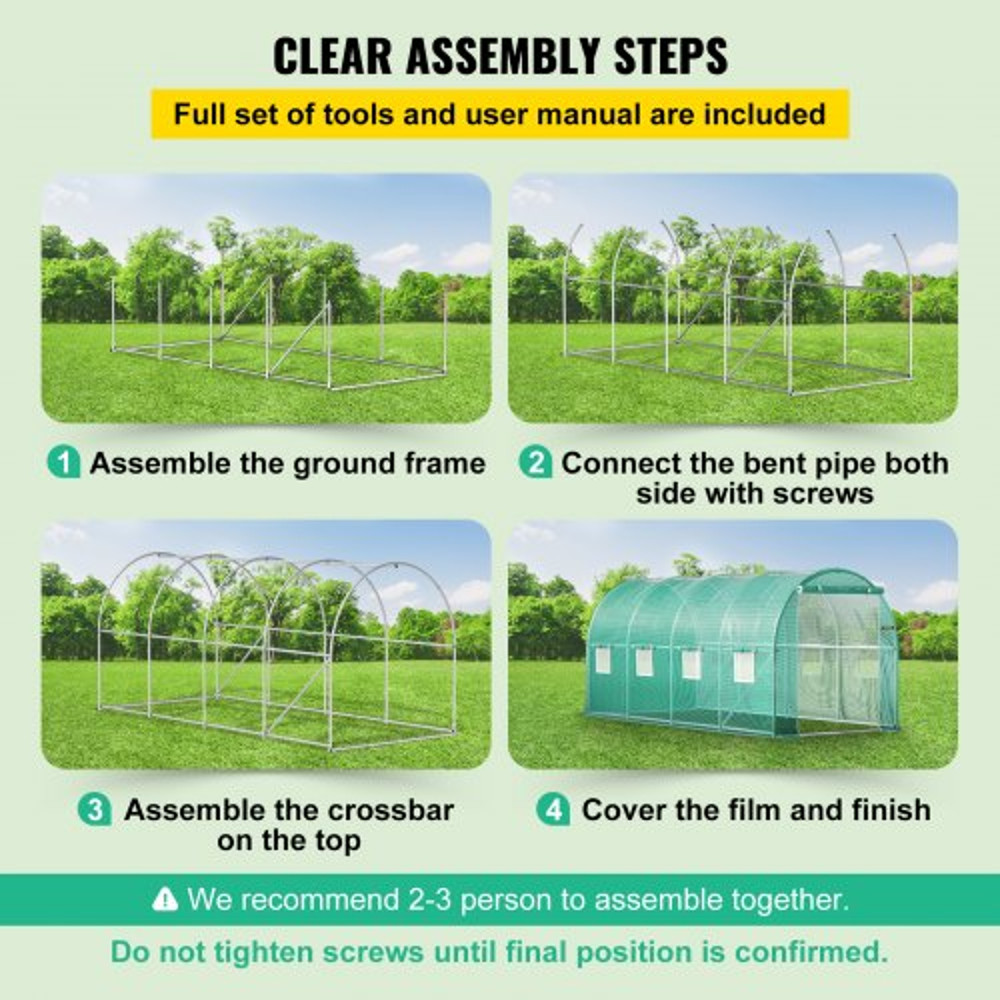 148 X 66 X 66 Ft Portable Plant Hot House Galvanized Steel Hoops 8 RollUp Windows Zippered Door 6