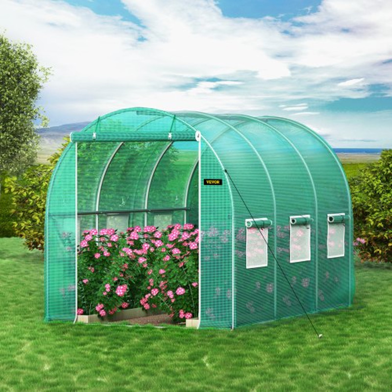WalkIn Greenhouse 98 X 66 X 66 Ft Waterproof PE Cover Sturdy Galvanized Frame 6 Mesh Windows 0