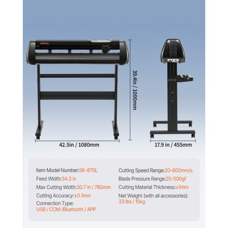 34 Bluetooth Vinyl Cutter Machine Professional Cutting Plotter With Steel Roller Shaft Sign Master 7