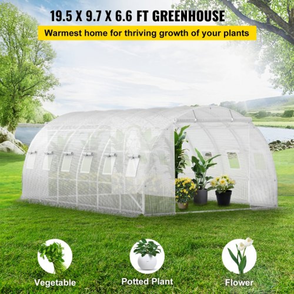 20x10x7 Ft WalkIn Tunnel Greenhouse Portable Plant Hot House With Galvanized Steel Hoops 3 Top Beam 2