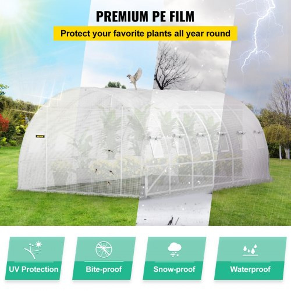 20x10x7 Ft WalkIn Tunnel Greenhouse Portable Plant Hot House With Galvanized Steel Hoops 3 Top Beam 4