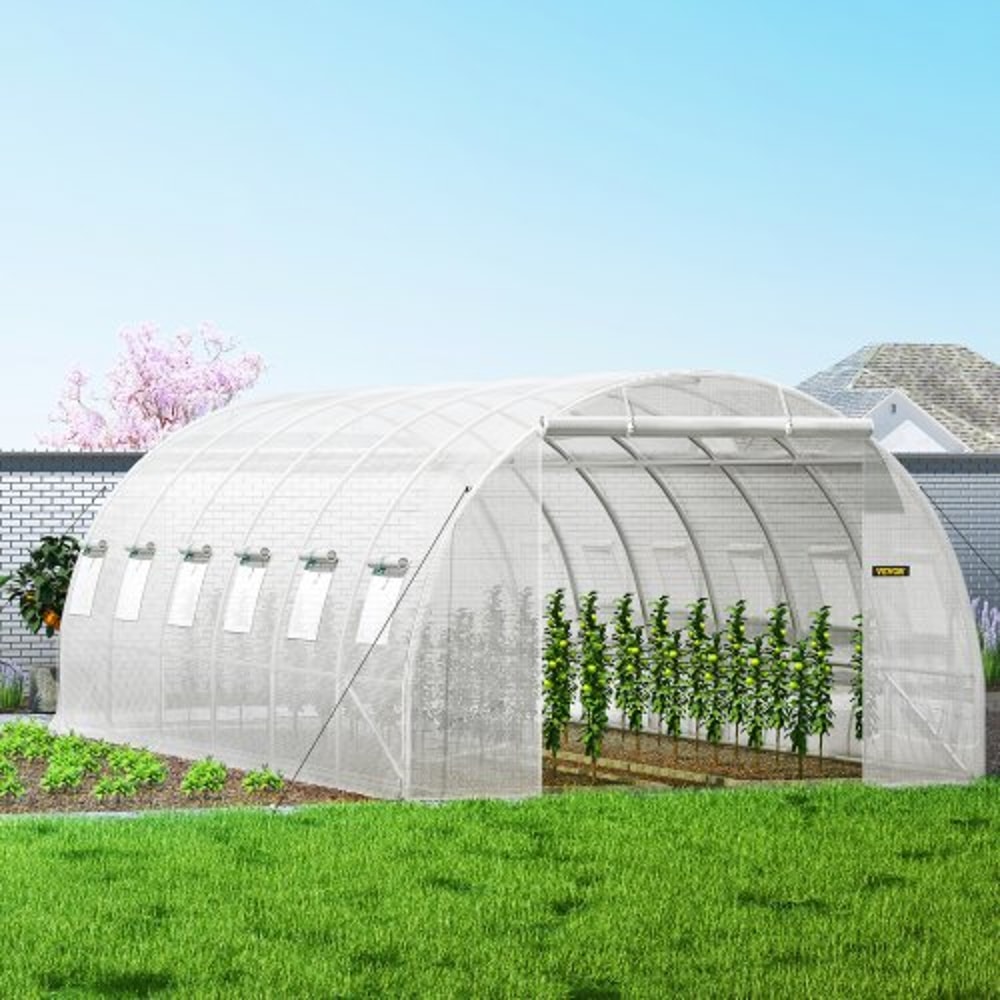 20x10x7 Ft WalkIn Tunnel Greenhouse Portable Plant Hot House With Galvanized Steel Hoops 3 Top Beam 0