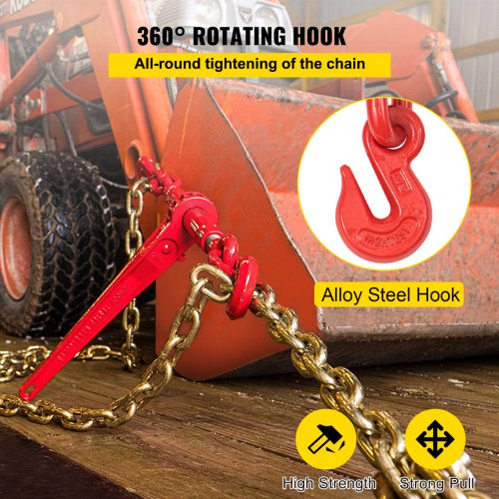 516 Grade 80 Chain Binder Set 6600LBS Capacity Tie Down Kit With 21 Chains Grab Hooks Ideal For T 6