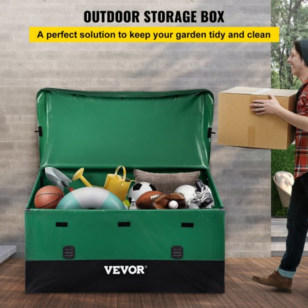 150 Gallon Waterproof Deck Box, Outdoor Storage Box with PE Tarpaulin Cover, Heavy-Duty Patio Storage for Cushions