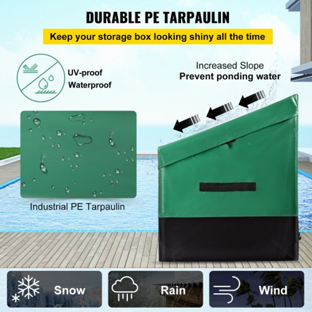 150 Gallon Waterproof Deck Box, Outdoor Storage Box with PE Tarpaulin Cover, Heavy-Duty Patio Storage for Cushions