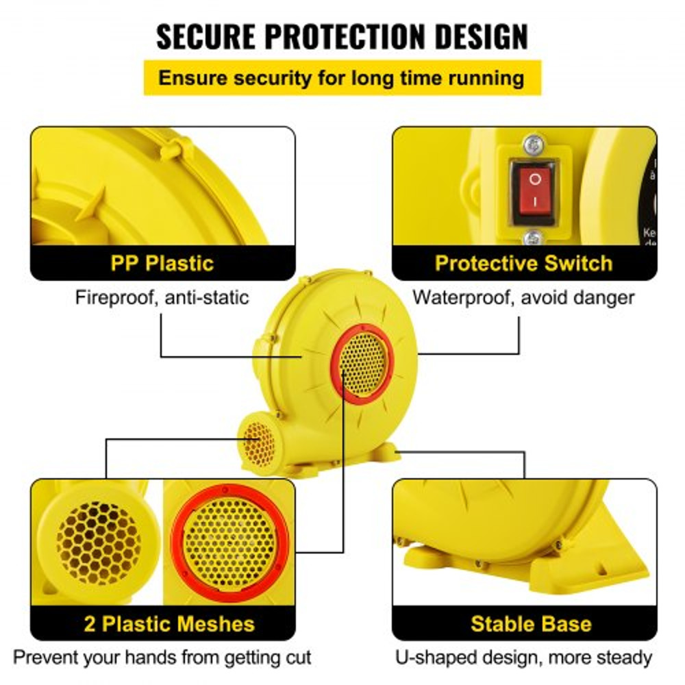 450W 06HP Inflatable Blower Powerful Portable Bounce House Blower For Bouncy Castles Jump Slides 4