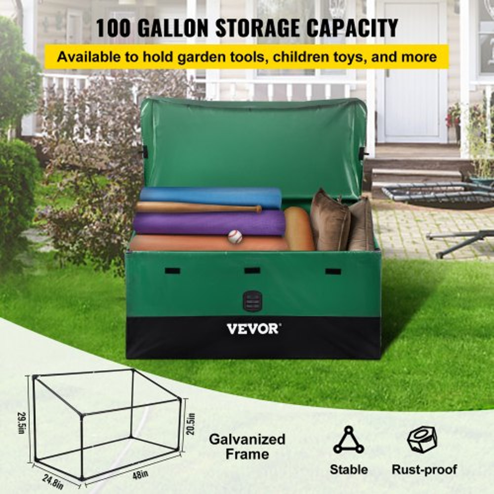 HeavyDuty Patio Deck Box 100 Gallon Waterproof Outdoor Storage Box With PE Tarpaulin Ventilated De 3