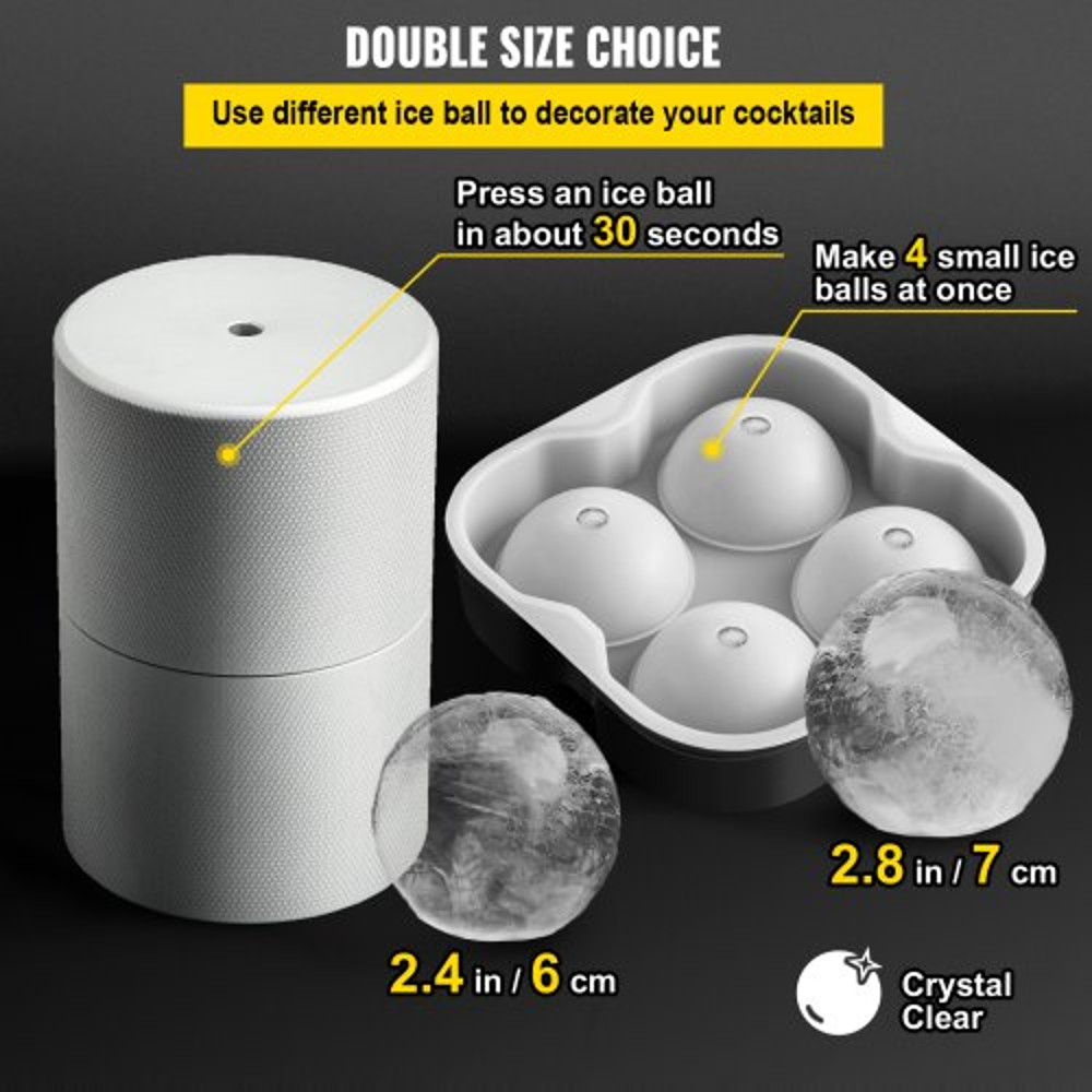 Ice Ball Press Kit Anodized 7075 Aluminum W Silicone Moulds Large Mat Stainless Steel Tong Two Gla 4