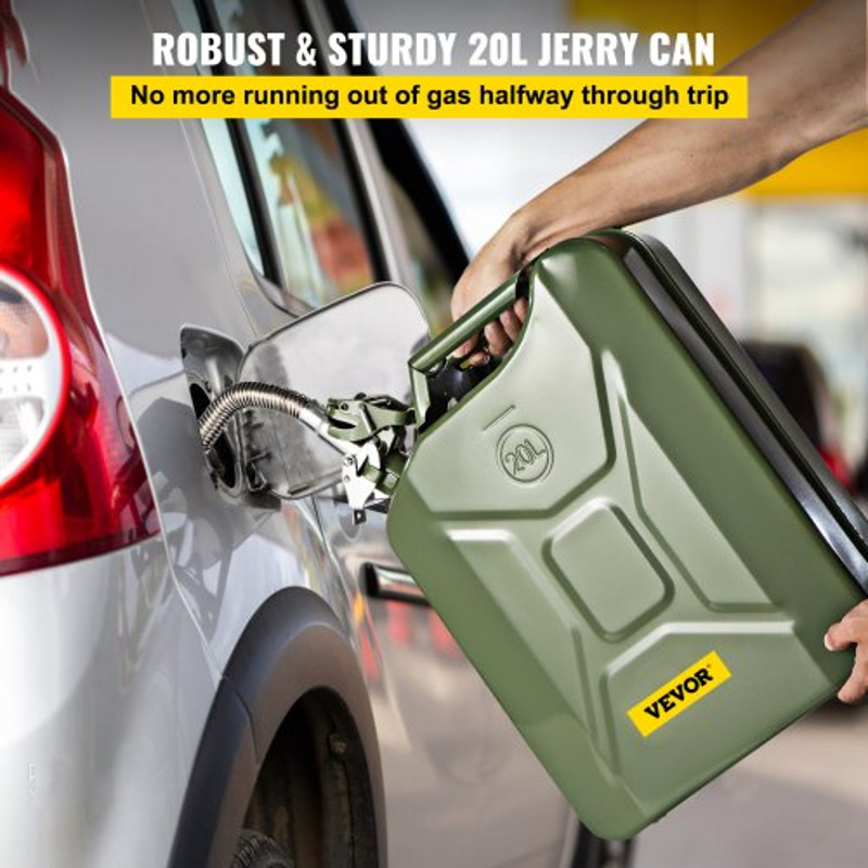 HeavyDuty 53 Gallon 20L MilitaryStyle Jerry Can Rustproof Steel Fuel Container With Flexible Spout 2