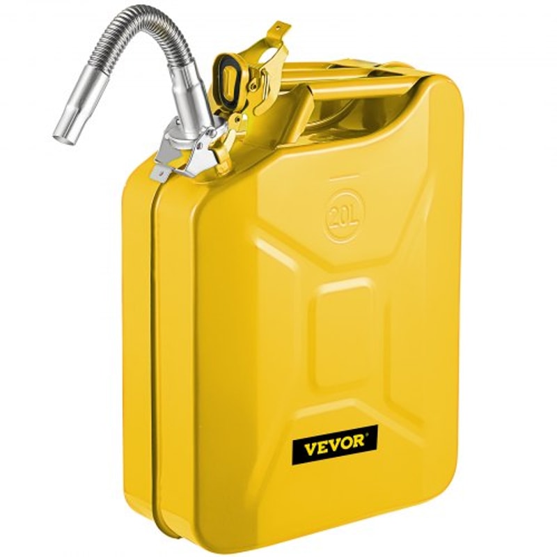 HeavyDuty 20L Jerry Fuel Can Rustproof Yellow Steel Gas Container With Long Flexible Spout For Cars 1