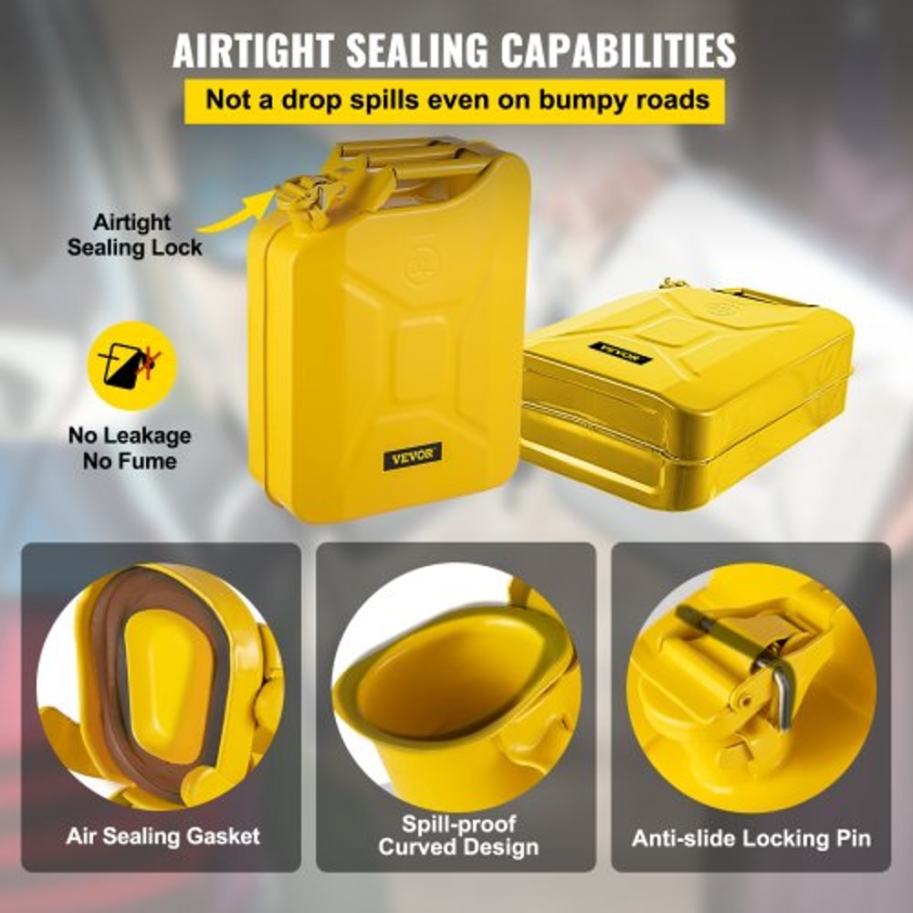 HeavyDuty 20L Jerry Fuel Can Rustproof Yellow Steel Gas Container With Long Flexible Spout For Cars 4