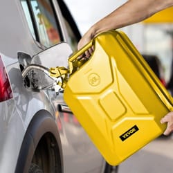heavy-duty 20l jerry fuel can, rustproof yellow steel gas container with long flexible spout for cars, trucks, camping