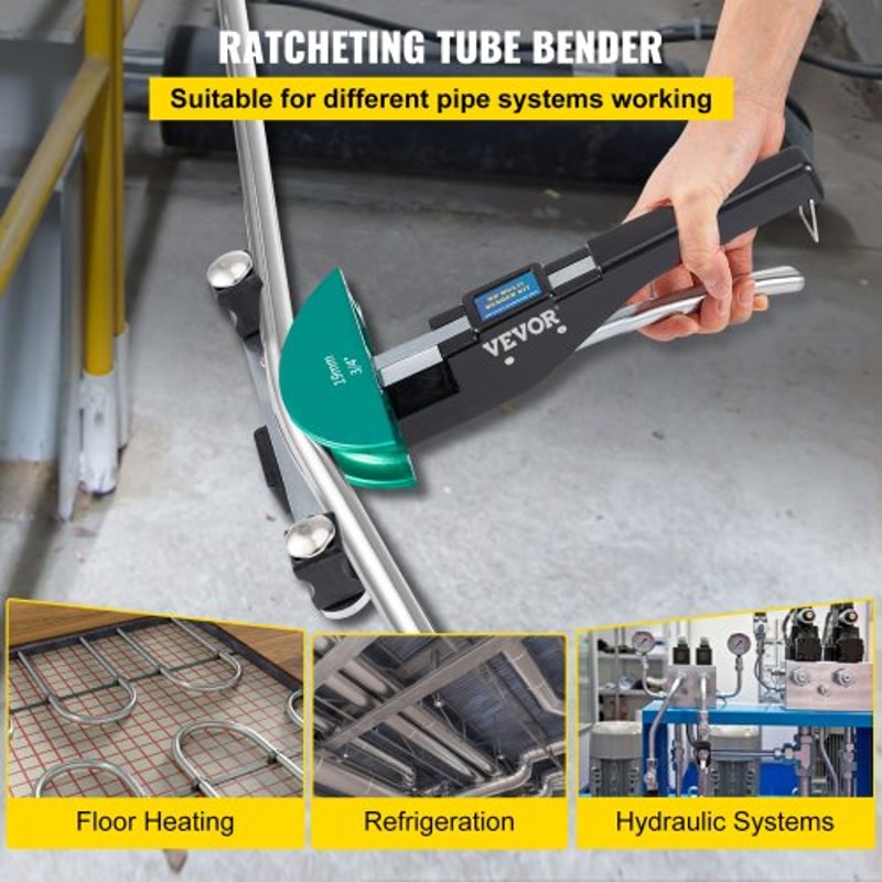 Premium Copper Pipe Bender Kit, Ratcheting Tube Bender with Color Dies, Forward & Reverse Bend for Copper & Aluminum