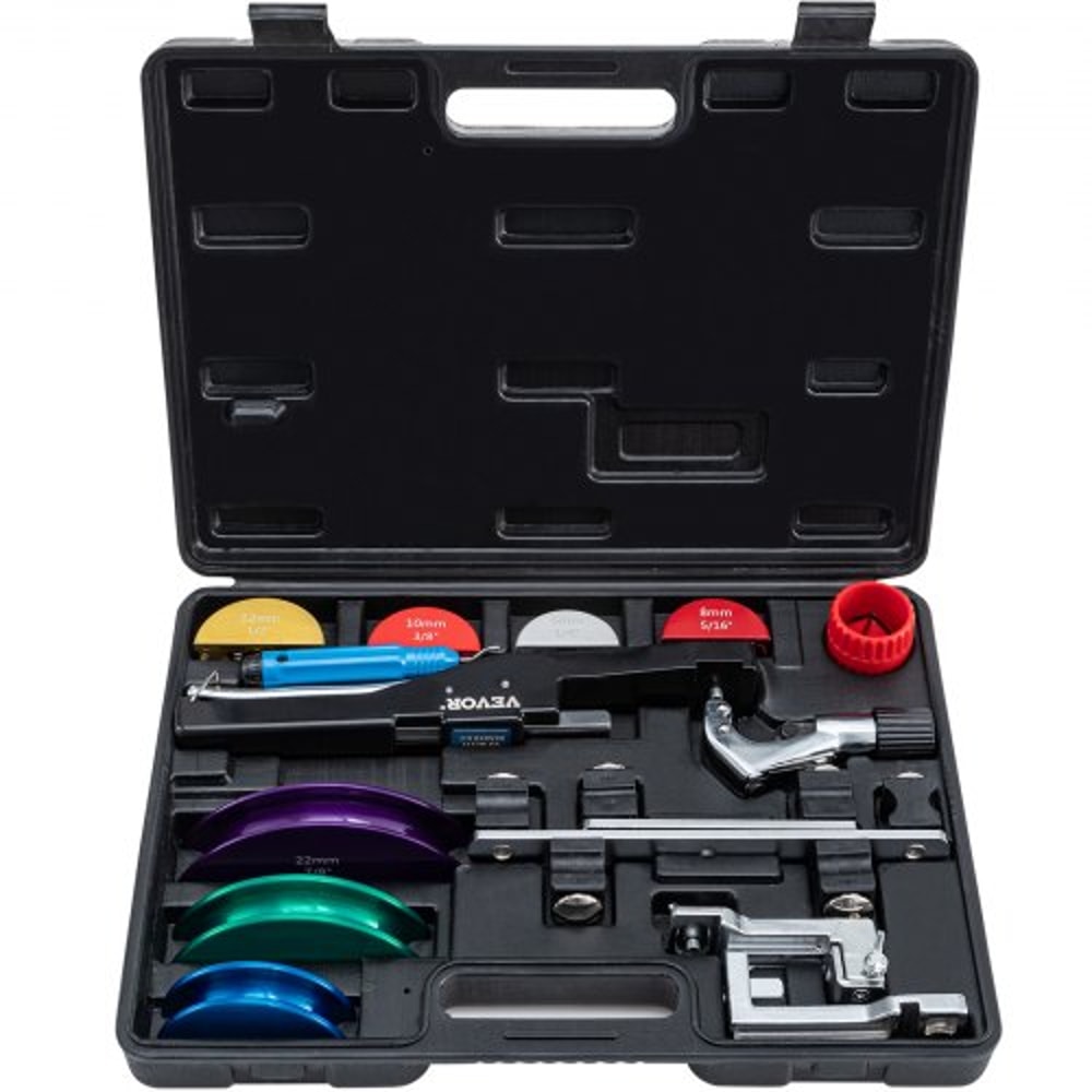 Premium Copper Pipe Bender Kit, Ratcheting Tube Bender with Color Dies, Forward & Reverse Bend for Copper & Aluminum