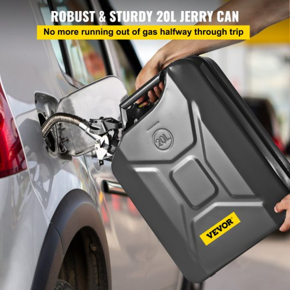Portable Jerry Fuel Can, Rustproof & Heat-Resistant Steel Gas Can with Flexible Spout System for Cars, Trucks