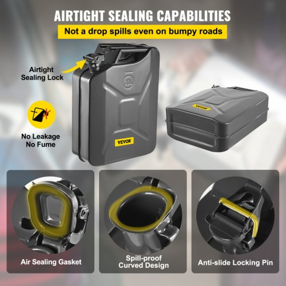 Portable Jerry Fuel Can, Rustproof & Heat-Resistant Steel Gas Can with Flexible Spout System for Cars, Trucks