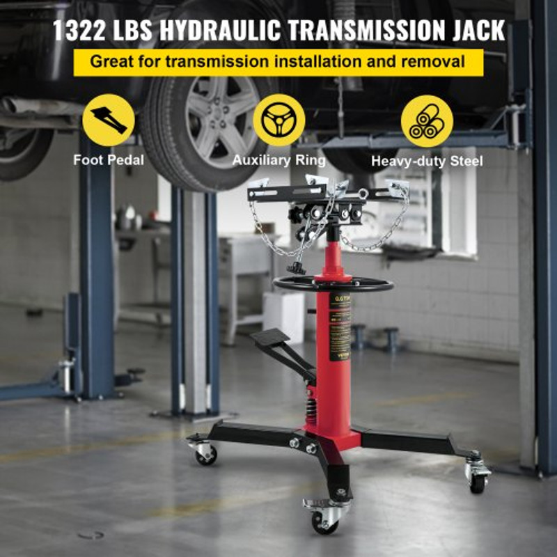 Hydraulic Telescopic Transmission Jack, lbs Stage High-Lift Floor Jack Stand with Foot Pedal & Swivel Casters, Garage
