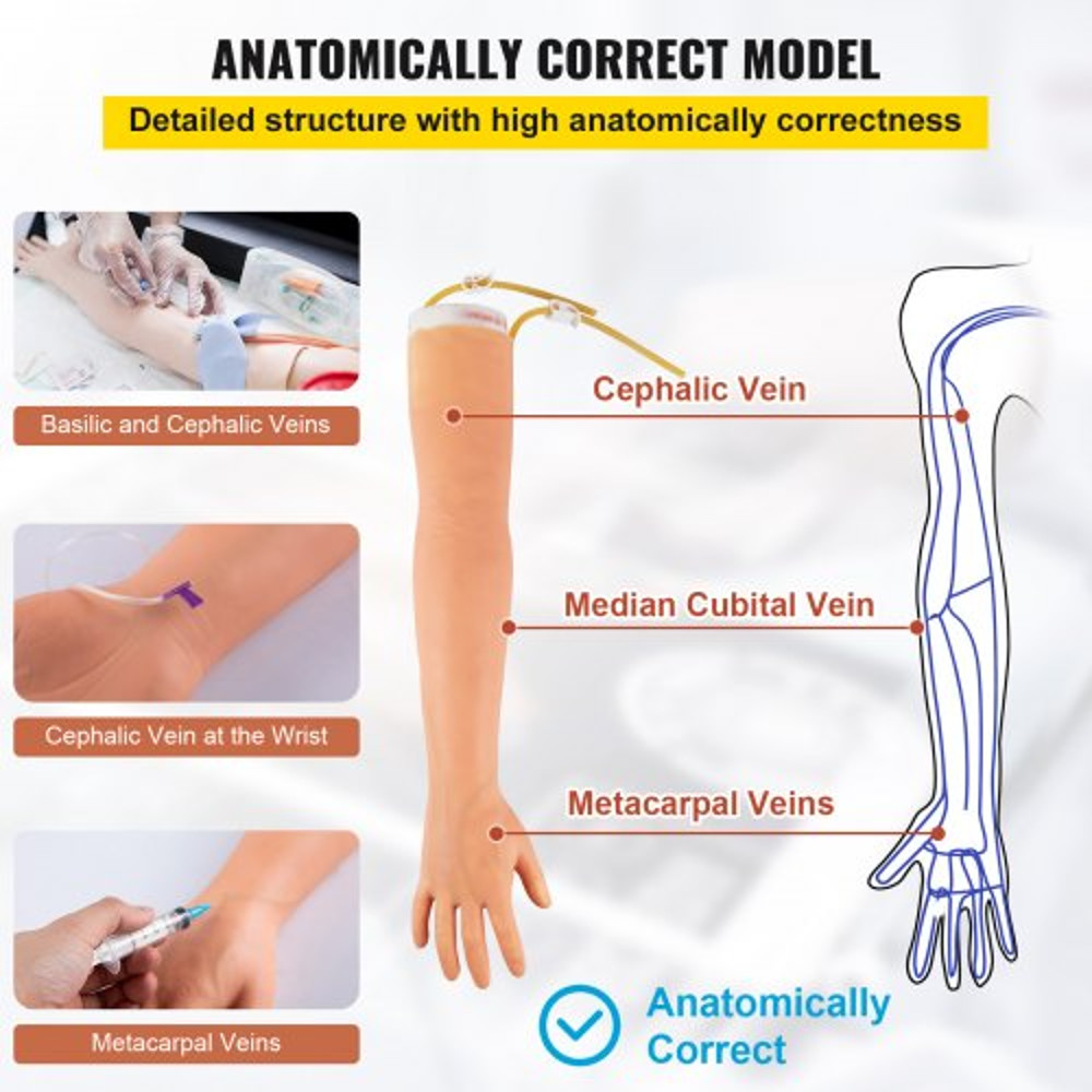 High Simulation IV Practice Arm Kit, Phlebotomy Training Set for IV Venipuncture & Intravenous Skills, Nursing Students