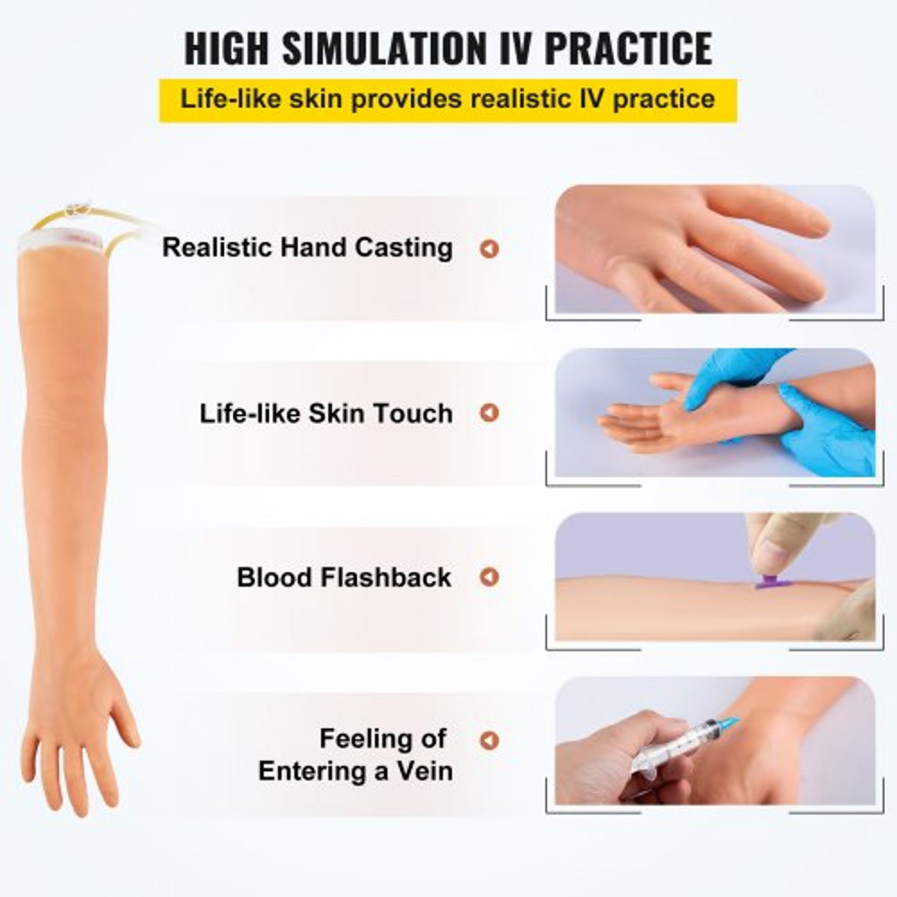 High Simulation IV Practice Arm Kit, Phlebotomy Training Set for IV Venipuncture & Intravenous Skills, Nursing Students