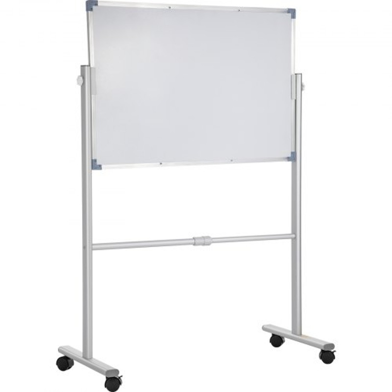 Mobile Magnetic Whiteboard, Double Sided Reversible Rolling Dry Erase Board, Height Adjustable with Aluminum Frame