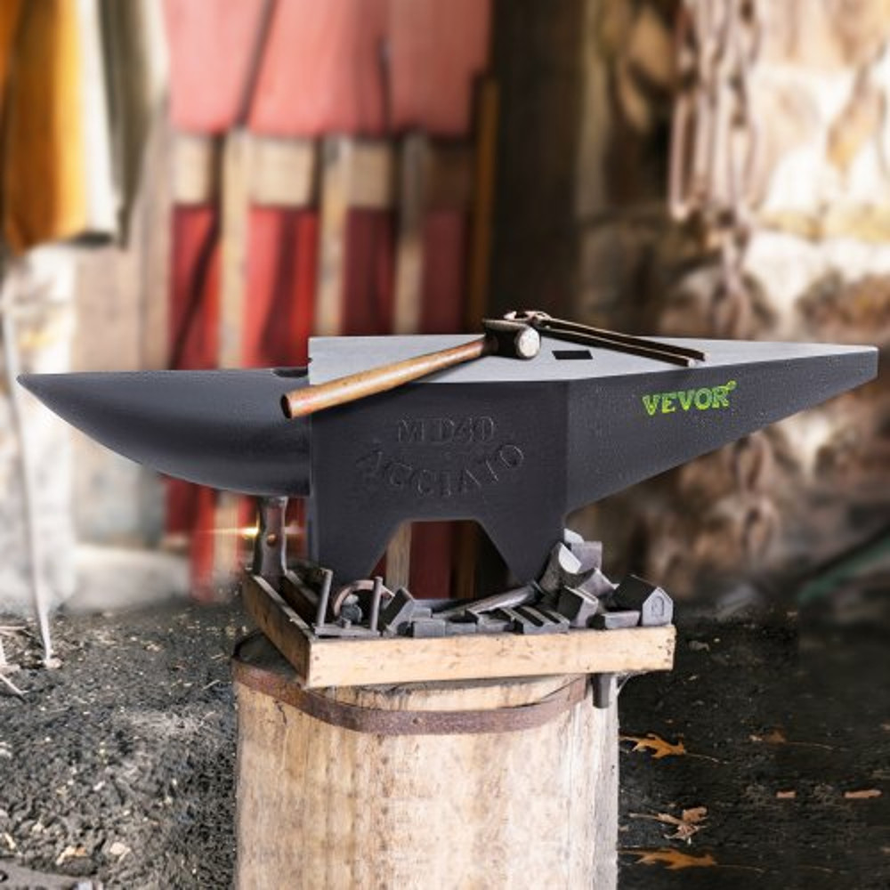 Cast Iron Anvil Single Horn with Large Countertop & Stable Base, High Hardness Round Horn Anvil for Bending, Shaping