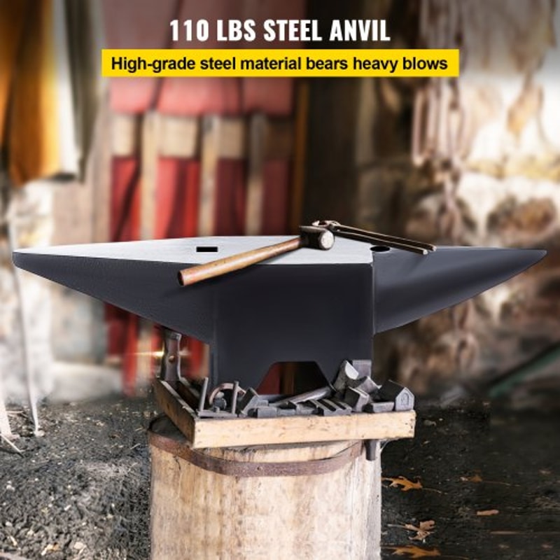 Premium Cast Steel Single Horn Anvil, Rugged Blacksmith Round Horn with Large Flat Countertop & Stable Base