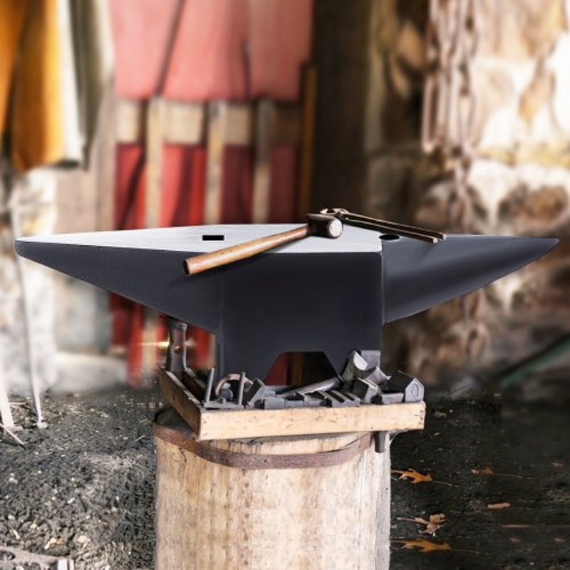 Premium Cast Steel Single Horn Anvil, Rugged Blacksmith Round Horn with Large Flat Countertop & Stable Base