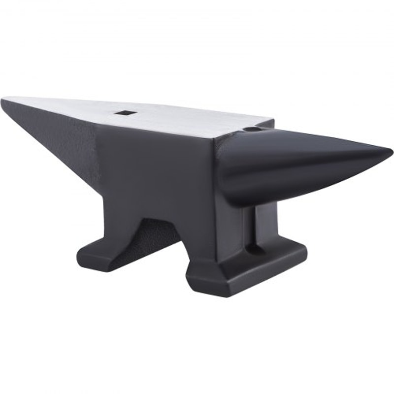 Premium Cast Steel Single Horn Anvil, Rugged Blacksmith Round Horn with Large Flat Countertop & Stable Base
