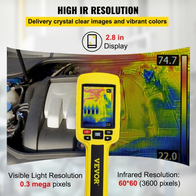 IR Resolution Thermal Imaging Camera with Display, Built-in SD Card & Rechargeable Li-ion Battery