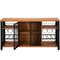 Rustic Oak Industrial Bar Cabinet, Wine Table for Liquor with Glass Holder, Wine Rack & Metal Sideboard for Living Room