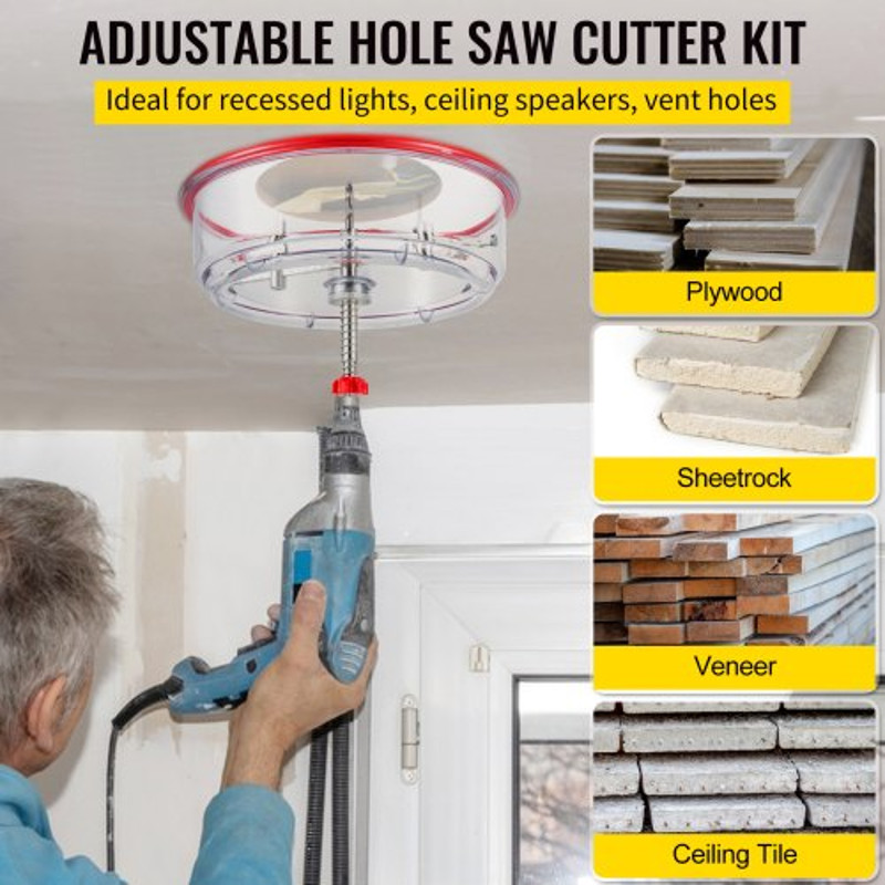 Twin Blade Recessed Hole Saw With PC Dust Shield Adjustable Hole Cutter Kit 158 To 8 For Recessed L 2