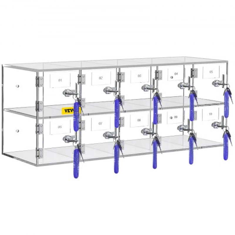 Acrylic Cell Phone Locker 10Slot Secure Storage Cabinet With Keys WallMount Or Freestanding Design 8