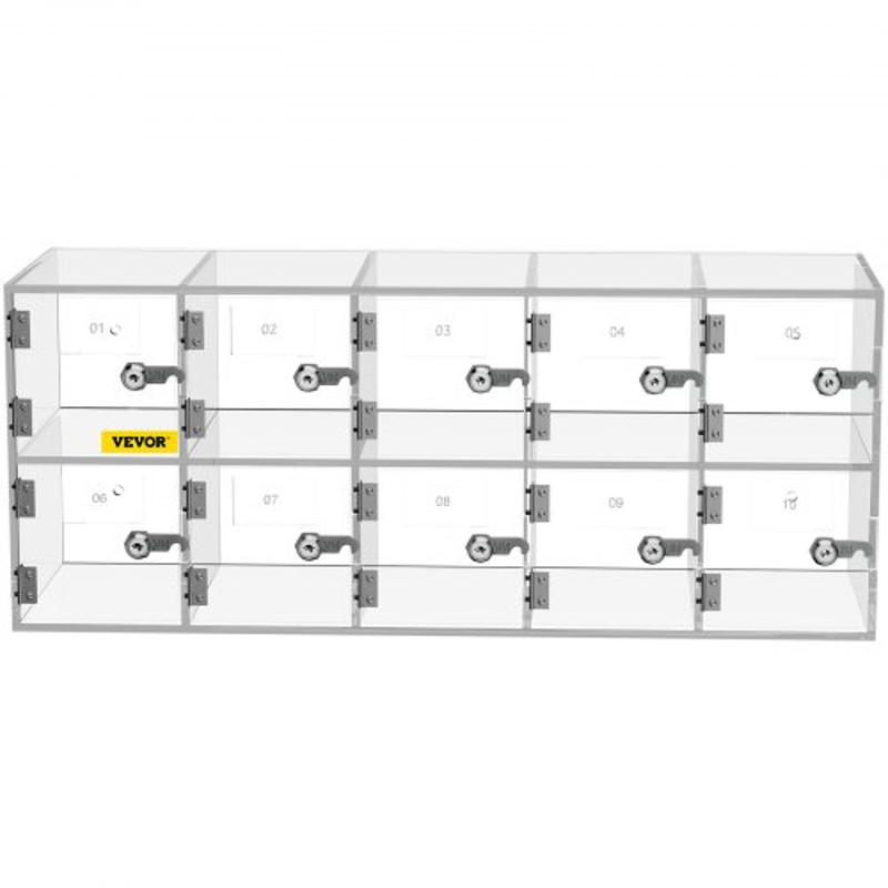 Acrylic Cell Phone Locker 10Slot Secure Storage Cabinet With Keys WallMount Or Freestanding Design 9