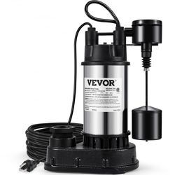 1.5 hp 6000 gph submersible water pump with vertical float switch, heavy-duty basement sump pump for flooding areas