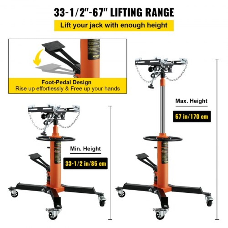 Transmission Jack Hydraulic Telescopic With High Lbs Capacity Stage Floor Jack Stand With Foot Peda 3