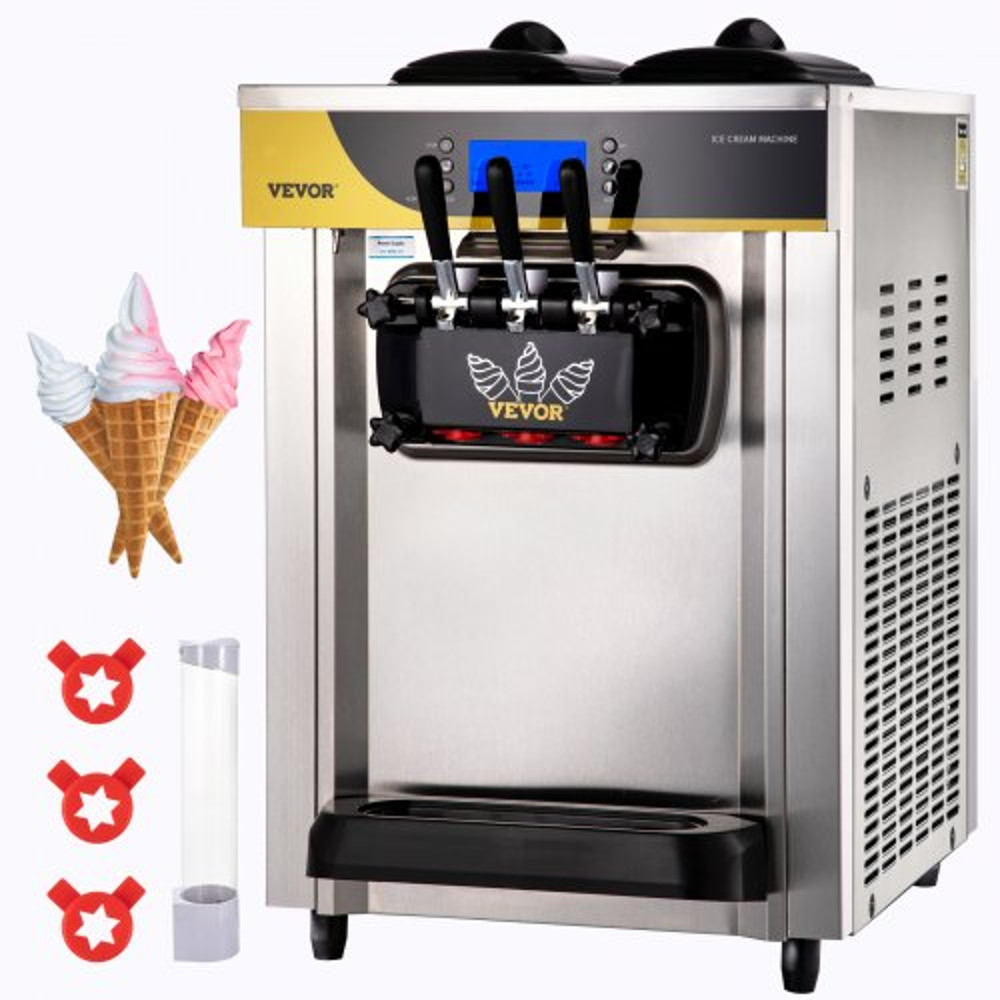 High Yield Commercial Ice Cream Maker, Soft Serve Machine, LCD Panel for Restaurant, Snack Bar, Frozen Yogurt