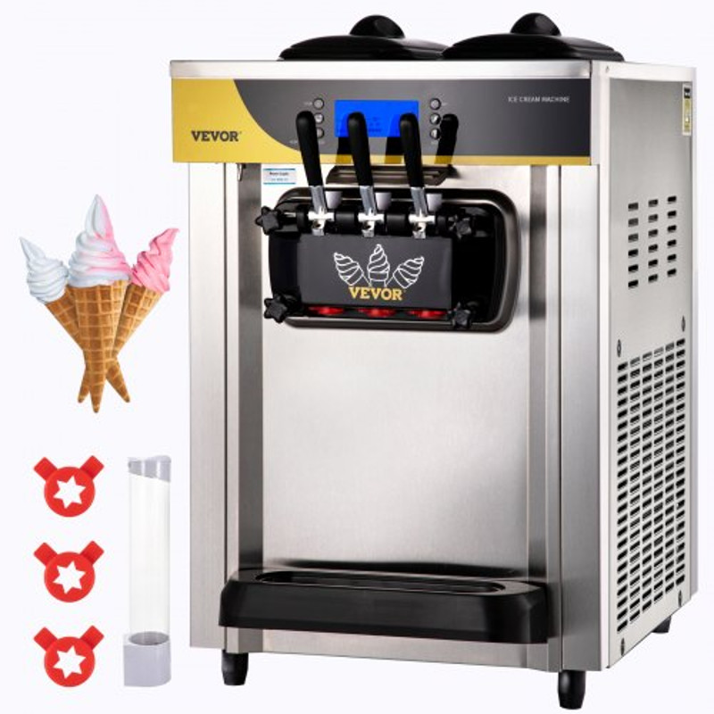 High Yield Commercial Ice Cream Maker, Soft Serve Machine, LCD Panel for Restaurant, Snack Bar, Frozen Yogurt