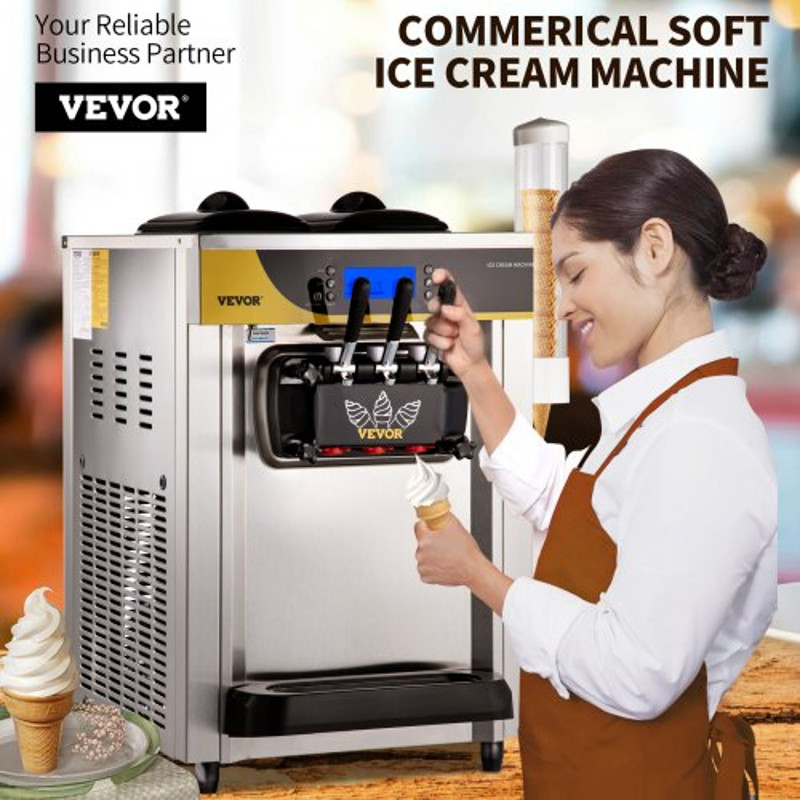 High Yield Commercial Ice Cream Maker, Soft Serve Machine, LCD Panel for Restaurant, Snack Bar, Frozen Yogurt